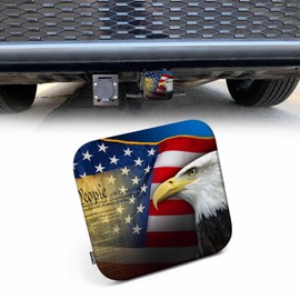 Beabes 2 Inch Bald Eagle Trailer Hitch Cover, American Flag Bald Eagle Constitution Montage Hitch Cover Fit for 2 Inch Hitch Receivers, Rubber Hitch Tube Cover Plug Cap for Trucks Cars SUVs