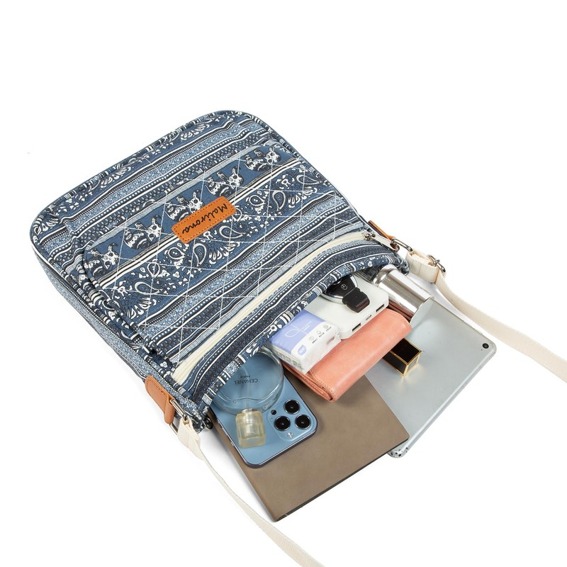 Malirona - Bolso bandolera de lona para mujer, diseño floral,