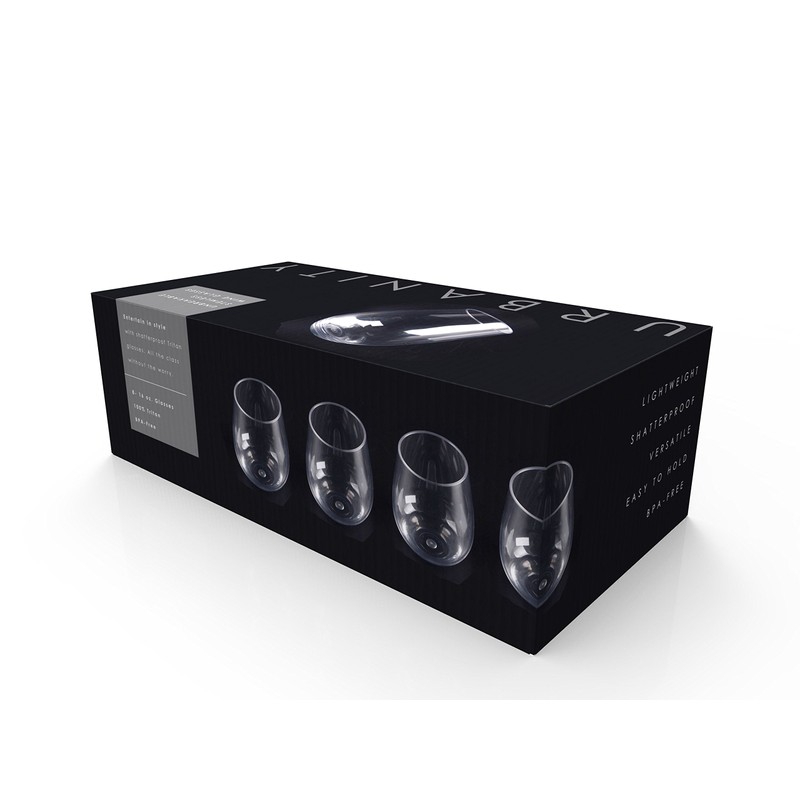 Stemless Wine Glasses - Unbreakable Shatterproof BPA Free Plastic Tritan