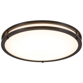 Maxxima 16 in. LED Flush Mount Ceiling Light, 3600 Lumens, 5 CCT 2700K/3000K/3500K/4000K/5000K, Round Color Selectable Black Trim Dual Ring Fixture, Dimmable