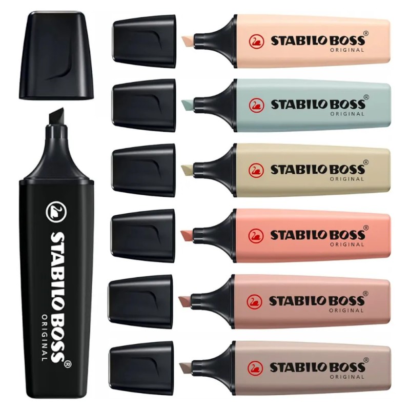 Stabilo Boss Resaltadores Nature Colors 7pzs Tinta Agua Punta Biselada