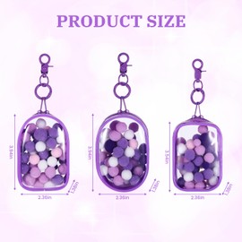 NYTGAH 3 Pack Clear Figure Display Bag with Keychain with 3 Sgapes,Waterproof&Dustproof Blind Box Keychain Pouch with Zipper(Purple)