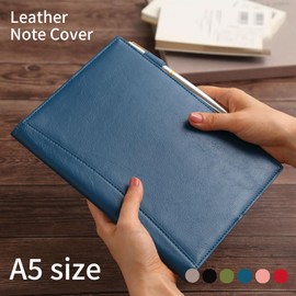 HAKATA NO MORI LEATHER Notebook Cover, A5, Genuine Leather, Slim, 2 Books, Storage, Notebook Cover, Almost Daily Notebook, Cousin, Cover, College Notebook, Pen Holder, Bookmark, Card Slot, Pocket,