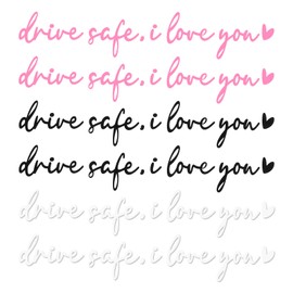 6Pcs I Love You Drive Safe Mirror Sticker Rearview Mirror Decal with Heart Car Window Decals Self Affirmations Rear View Mirror Sticker Car Stickers for Women (Black White Pink)