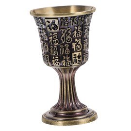 Alipis Brass Goblet Handmade Vintage Copper Engraved Fu Symbol Chalice Cup Bronze Color Single Serving Home Barware 1pc