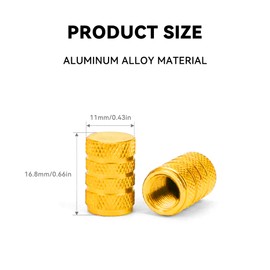 Honibaoto 10 PCS Car Tire Valve Stem Caps, Aluminum Tire Air Cap Set, Dust Proof & Corrosion Resistant Stem Covers, Car Accessories for SUV Bike Bicycle Truck Motorcycle (Gold)