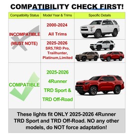 LED Grill Lights for 2025 2026 Toyota 4Runner Raptor Lights Front Grille Light Bar Head Lamp 4 Runner Accessories 6th Gen (Amber, TRD Sport & Off Road Only)