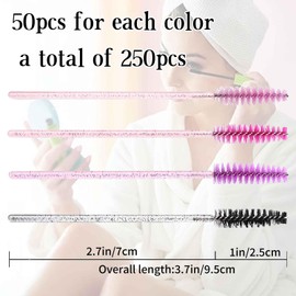 200 Pcs Mascara Wands, Disposable Eyelash Spoolies 4 Colors Eyelash Brushes Applicator Cosmetic Makeup Brush Tool Kits