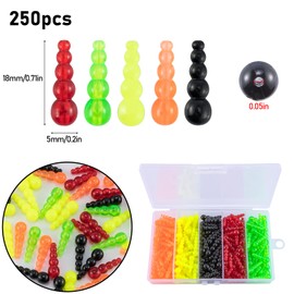 Alwonder Stacked Fishing Beads Set, 250PCS Fishing Beads Lures Tackle, Trout Walleye Perch Muskie Inline Spinner Rig Lure Making Supplies Saltwater Freshwater