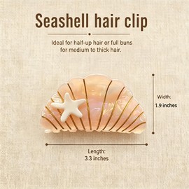 Seashell Claw Clip, Summer Hair Clips for Thick Fine Curly Hair, Acetate Seashell Claw Clips for Women Girls Beach Stylish Hair Accessories Gifts, Oorange