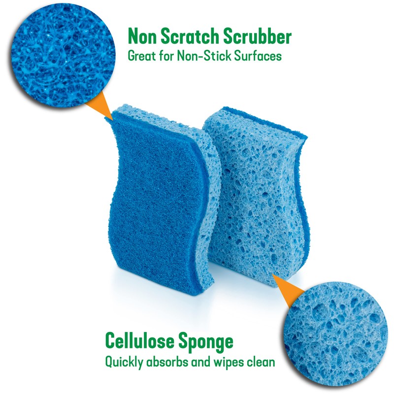 Pine-Sol Non Scratch Scrub Sponges - Double Sided Dish Scrubber