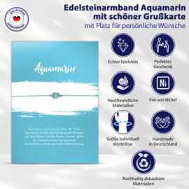 Glücksschmiedin - Gemstone Bracelet Healing Stone with Gold Beads Locally Handmade, Gemstone, Aquamarine