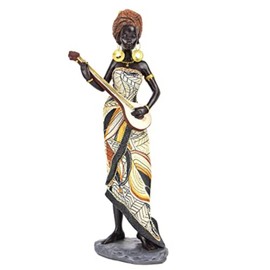 Notart_Art_Gallery - Figura de músico africano de resina hecha a mano, estatua tribal clásico para decoración interior del hogar, pieza de arte moderna única G04147B
