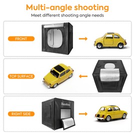 Photography Photo Studio Light Box, Huzofexo Professional Dimmable Shooting Tent Kit with CRI98 LED Light & 6 Color Backdrops, Multi-Angle to Shoot (24in/60cm)