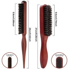 Sularpek Boar Bristle Brush, Teasing Hair Brush Boar Bristle Hair Brush Tail Comb, Hair Brushes with Boar Bristles Sleek Bun Brush, Soft Natural Bristles, for Hair and Beard Styling