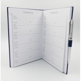 Sixstore A to Z Telephone A5 Address Book A-Z Index Hard Back PU Leather Style Cover Soft Padded, Navy