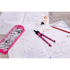 Eberhard Faber Eberhard Faber 571701 - Schnellverstellzirkel neon pink, Zirkel Set mit Ersatzteilen und Zirkelminen