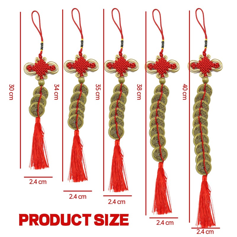 Chinese Knot Lucky Coins, mengger Pack of 5 Chinese Coins,