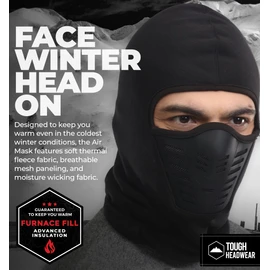 Tough Headwear Balaclava Ski Mask - Warmth & Winter Balaclava - Helmet Liner & Motorcycle Gear - Comfort & Skiing Accessories Black