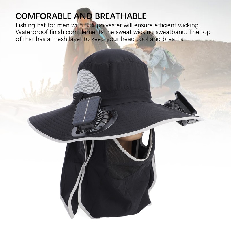 Wide Brim Solar Fan Hat Outdoor Fishing Sunscreen Quick Drying