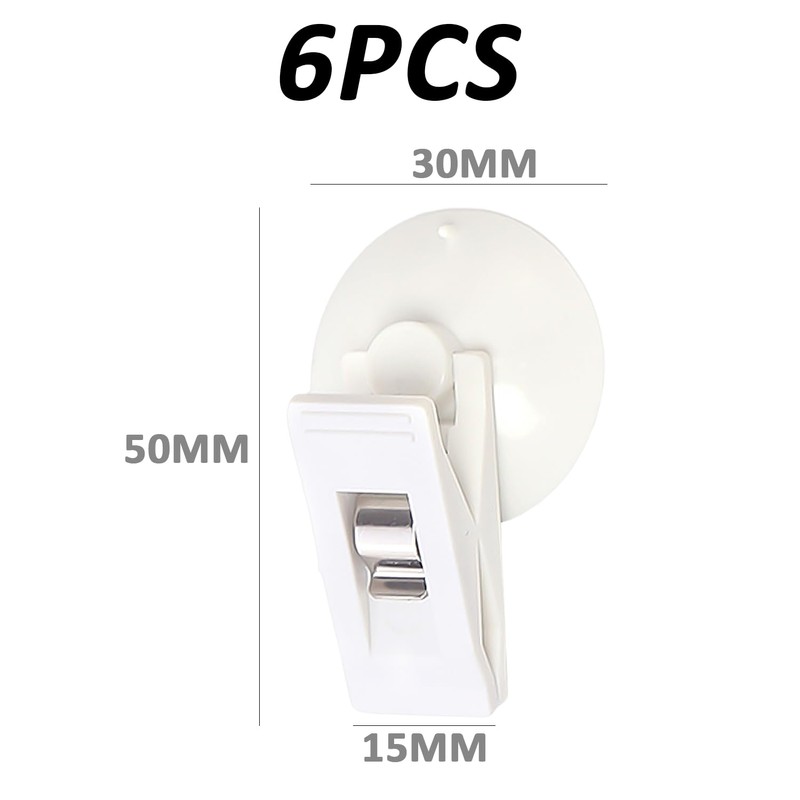 MEMOFYND Pack of 6 White Hooks with Suction Cups, Fixed