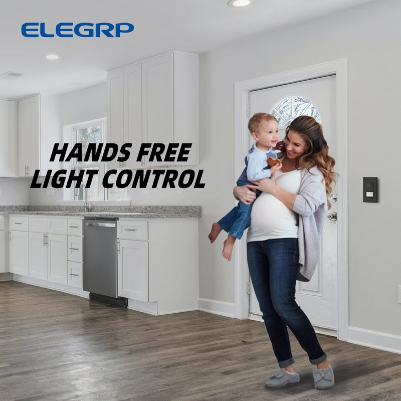 ELEGRP Matte Black Single Pole Occupancy Motion Sensor Light Switch,