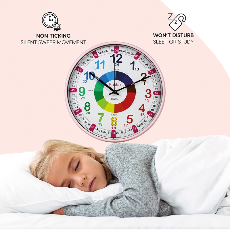 Kiddus Children's Wall Clock Analogue Time Teacher with Time Learning