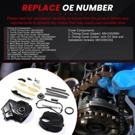 Autodevil Engine Timing Chain Kit EA888 1.8L 2.0L Fit for Tiguan-auto 2009-2018 for Passat-auto 2008-2015 Fit for Jetta-auto Q3 CC A5/A4/A3/A6 Beetle Eos S3 06-15 with Time Covers Oil Pump Tensioner