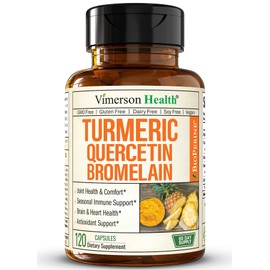 Quercetin with Bromelain & Turmeric Curcumin - Bromelain Supplement with Black Pepper. Immune & Joint Support Supplement - BioPerine & 700mg Organic Tumeric for Allergy & Inflammation Balance.120 Caps