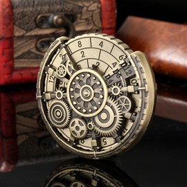 7-in-1 Gear Fingertip Gyro + 7pcs Polyhedral Metal DND Dice Set, Metal Dice Set, DND Starter Set, D&D Gifts with Dragon Logo Gift Box, Tabletop Games, Role Playing Board Game Accessories, Bronze