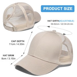 SEFIRST Baseball Cap Women's Baseball Cap with Mesh Ponytail Cap with Hole for Braid Baseball Cap Summer Cap Sports Cap Adjustable Sun Protection Sports Hat Breathable (Khaki), khaki, Unit size