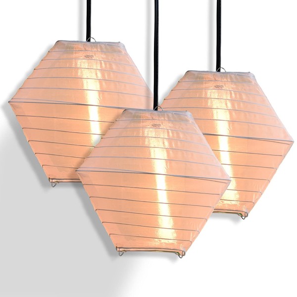 PaperLanternStore.com 3-PACK | 8" White Pagoda II Unique Shaped Shimmering