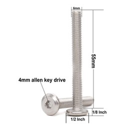 binifiMux 10pcs M6 x 55mm Rivet Countersunk Socket Cap Allen Head Bolts Screws Connecting for Furniture, 304 Stainless Steel