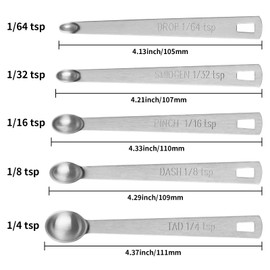 5PCS Small Measuring Spoons Set - Cuttte Stainless Steel Tiny Measuring Spoons for Cooking Baking, 1/4 1/8 1/16 1/32 1/64 tsp, Teaspoon Minispoon for Powders, Spices