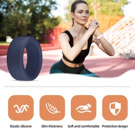 Rinup Compatible with UltraHuman Ring AIR Cover - Elastic Silicone Ring Protector for Working Out (Clear+Night Blue, S for 6-10)