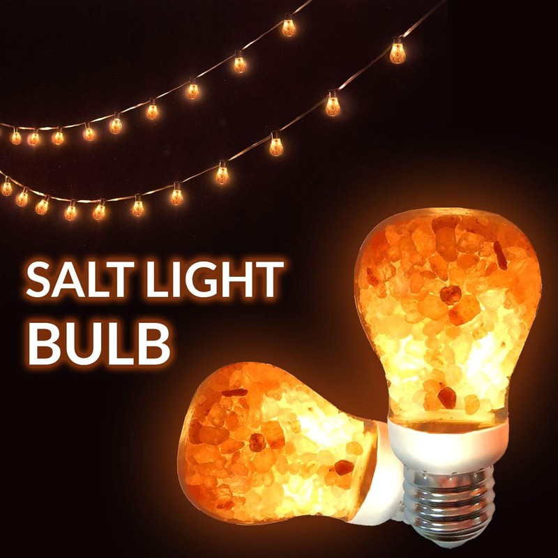 Himalayan Glow Natural Pink Salt LED Light Bulb, Warm Amber