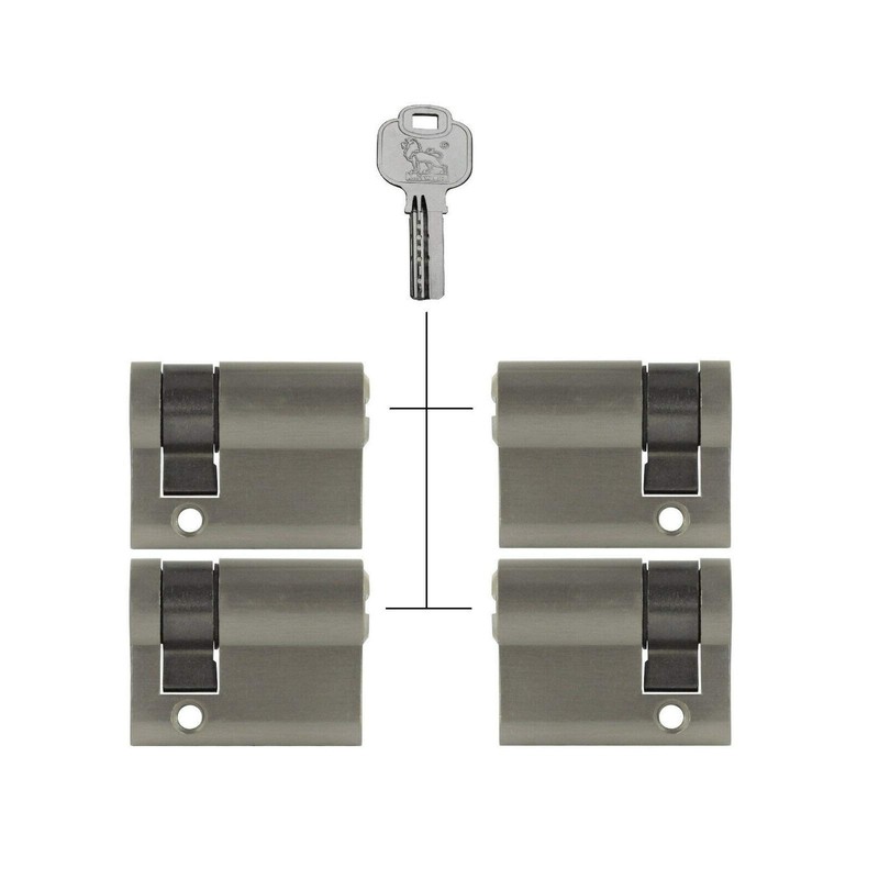 4x Half Cylinder Adjustable 40 mm 30/10 Simultaneous Locking Including
