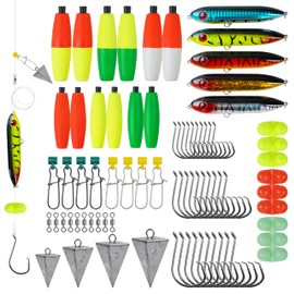 Catfish Rig Making Kit Catfish Rig Accessories Catfish Lures Fishing Hook Swivels Sinker Slides Weight EVA Peg Float Rattle Beads with Tackle Box 103pcs