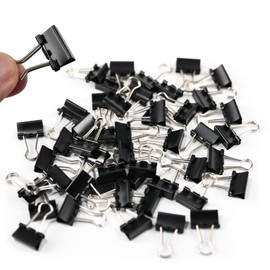 Ykimok 48Pcs Mini Binder Clips, 0.5 inch(13mm), Paper Clamps Micro Size for Office Supplies, Black