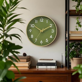 Mosewa Wall Clock 8 Inch, Battery Operated Silent Non-Ticking Modern Analog Clock Decorative for Kitchen, Bedroom, Office(Gold)