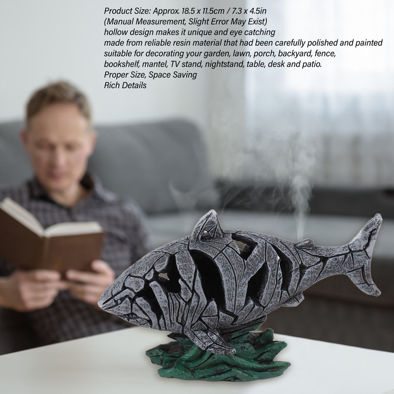 Shark Sculpture Hollowed Waterproof Resin Durable 7.3in Long 4.5in Wide