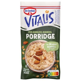 Dr. Oetker Vitalis Porridge Pecan Almond, 10 x 61g, Nutty Oatmeal Mix Quick & Easy Prepared, Subtle Sweetness from Agave, Breakfast Idea