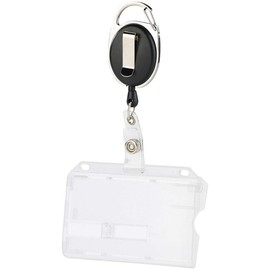 ID holder card holder card holder made of hard plastic for cards and ID card yo-yo with tear-resistant cord, carabiner and belt clip for attachment