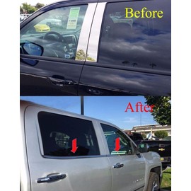Sizver Chrome Combo Set Stainless Steel Window Sills Trims+ABS Plastic Door Handle+Tailgate w/Camera Holes Covers for 2014-2017 GMC Sierra 1500/2015-2017 2500/3500 All Models Crew Cab Only