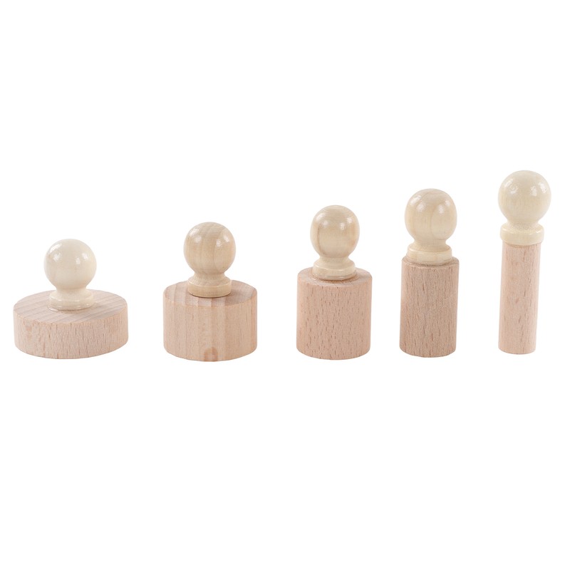 Cylinder Socket Toy Beech Wood Educational Knobbed Cylinders Blocks for