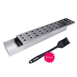 Smoker Box - Lightique Stainless Steel BBQ Smoker Box for Gas Grilling Works with Wood Chips, Grill & Smoker Accessories, Reusable Smoker Box with Lid for Gas Grill or Charcoal Grill, 13"x 2.4" x 1.2"