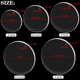 Duufin 40 Pieces Acrylic Round Ornaments Blanks Clear Acrylic Circle Disc Blanks with Hole Acrylic Blanks for Keychain, Craft and DIY Project, 4 Inch, Acrylic, No Gemstone