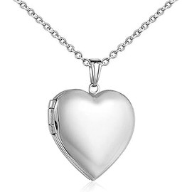 Love Heart Locket Necklace that Holds Pictures Polished Lockets Necklaces Birthday Gifts (Polished locket)