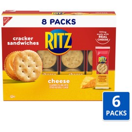 RITZ Cheese Sandwich Crackers, Lunch Snacks, 48 Snack Packs (6 Boxes, 6 Crackers Per Pack)