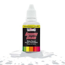 U.S. Art Supply Ready to Spray Special Effects Transparent White Acrylic Airbrush Paint - 1oz Bottle, Professional Grade Non-Toxic Water-Based Colors for Vibrant & Permanent Results